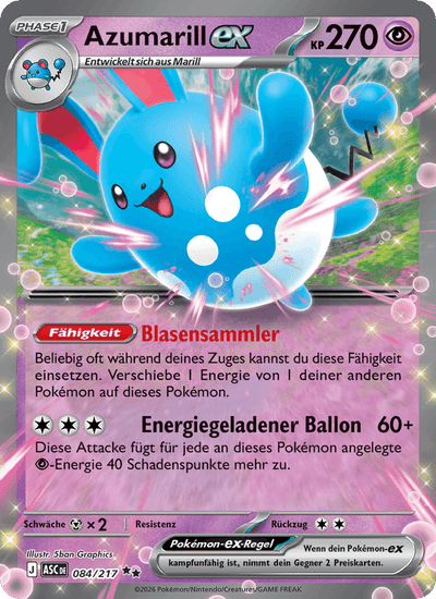 Azumarill-ex 084/217 Erhabene Helden Pokémon Karte