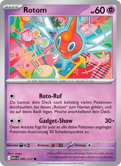 Rotom 092/217 Erhabene Helden Pokémon Karte