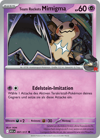 Team Rockets Mimigma 097/217 Erhabene Helden Pokémon Karte