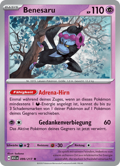 Benesaru 099/217 Erhabene Helden Pokémon Karte