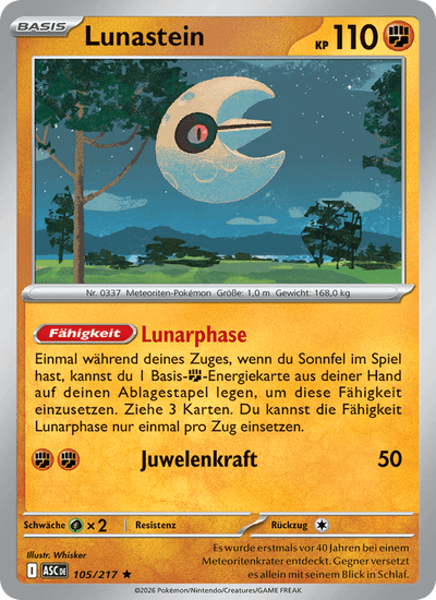 Lunastein 105/217 Erhabene Helden Pokémon Karte