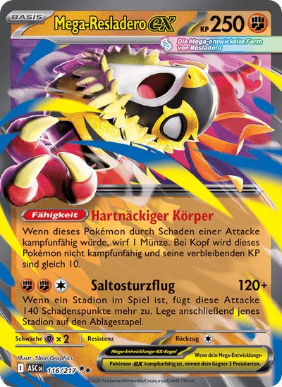 Mega-Resladero-ex 116/217 Erhabene Helden Pokémon Karte