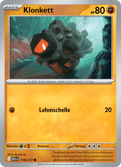 Klonkett 118/217 Erhabene Helden Pokémon Karte