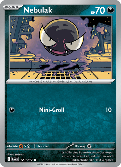 Nebulak 123/217 Erhabene Helden Pokémon Karte