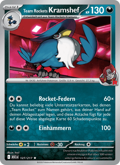 Team Rockets Kramshef 127/217 Erhabene Helden Pokémon Karte