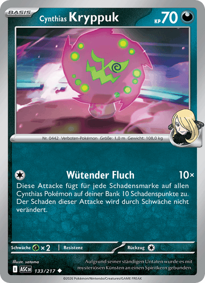 Cynthias Kryppuk 133/217 Erhabene Helden Pokémon Karte
