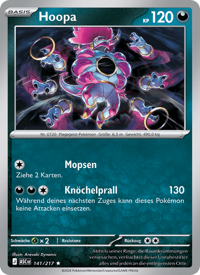 Hoopa 141/217 Erhabene Helden Pokémon Karte