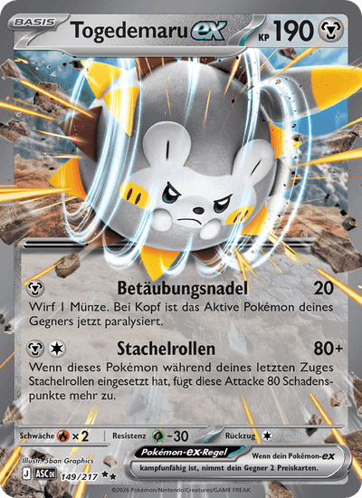 Togedemaru-ex 149/217 Erhabene Helden Pokémon Karte