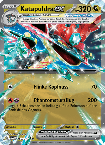 Katapuldra-ex 160/217 Erhabene Helden Pokémon Karte