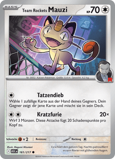 Team Rockets Mauzi 161/217 Erhabene Helden Pokémon Karte