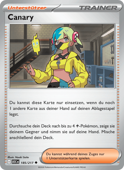 Canary 185/217 Erhabene Helden Pokémon Karte
