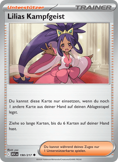 Lilias Kampfgeist 190/217 Erhabene Helden Pokémon Karte