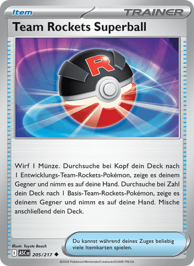 Team Rockets Superball 205/217 Erhabene Helden Pokémon Karte