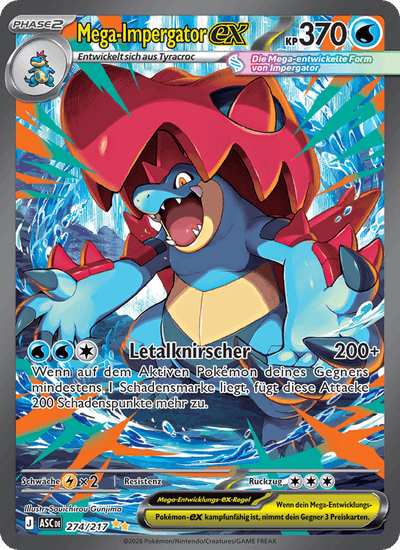 Mega-Impergator-ex 274/217 Erhabene Helden Pokémon Karte