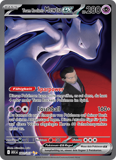 Team Rockets Mewtu-ex 281/217 Erhabene Helden Pokémon Karte