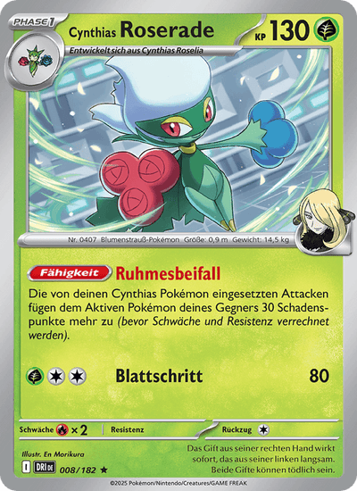 Cynthias Roserade 008/182 Ewige Rivalen Pokémon Karte