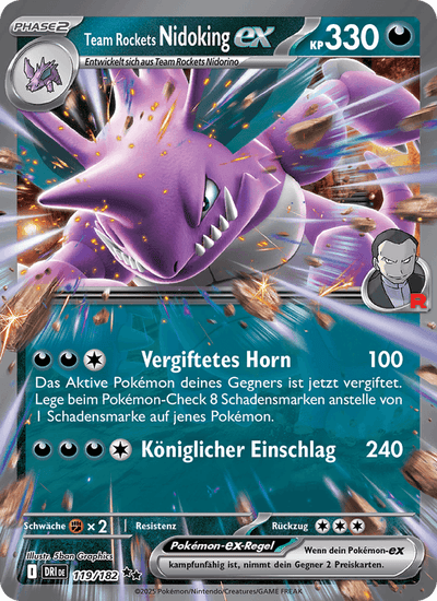 Team Rockets Nidoking-ex 119/182 Ewige Rivalen Pokémon Karte