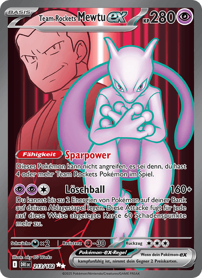Team Rockets Mewtu-ex 213/182 Ewige Rivalen Pokémon Karte