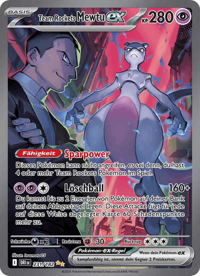 Team Rockets Mewtu-ex 231/182 Ewige Rivalen Pokémon Karte