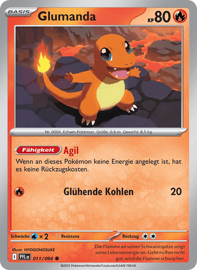 Glumanda 011/094 Fatale Flammen Pokémon Karte