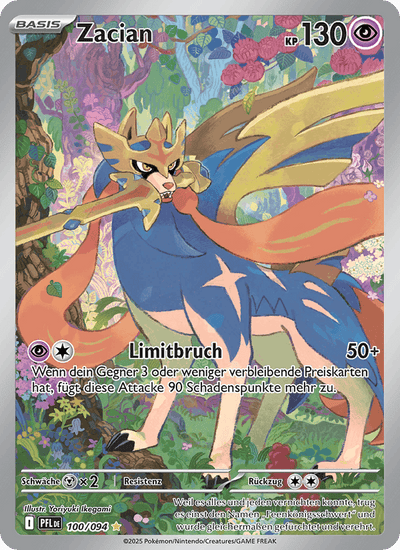 Zacian 100/094 Fatale Flammen Pokémon Karte