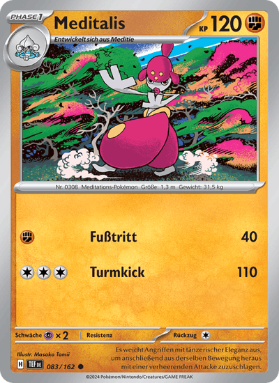 Meditalis 083/162 Gewalten der Zeit Pokémon Karte