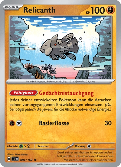 Relicanth 084/162 Gewalten der Zeit Pokémon Karte