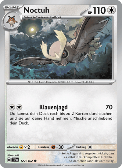 Noctuh 127/162 Gewalten der Zeit Pokémon Karte