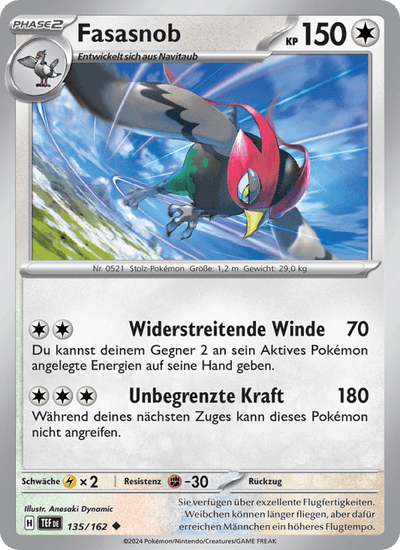 Fasasnob 135/162 Gewalten der Zeit Pokémon Karte