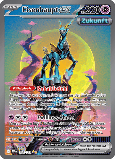 Eisenhaupt-ex 206/162 Gewalten der Zeit Pokémon Karte