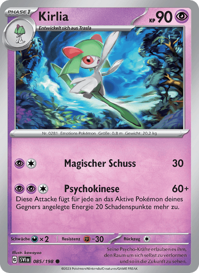 Kirlia 085/198 Karmesin & Purpur Pokémon Karte