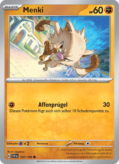 Menki 107/198 Karmesin & Purpur Pokémon Karte