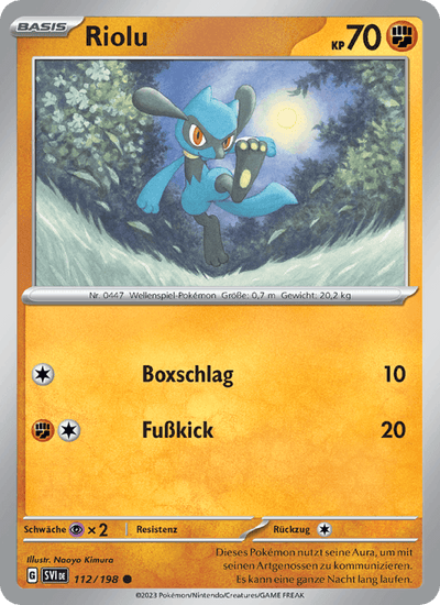 Riolu 112/198 Karmesin & Purpur Pokémon Karte