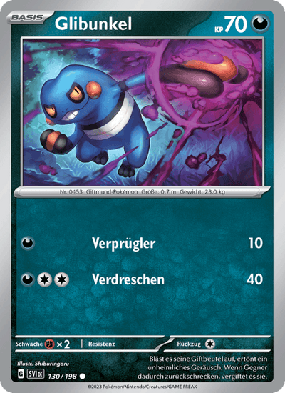 Glibunkel 130/198 Karmesin & Purpur Pokémon Karte