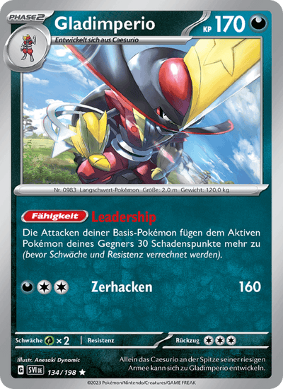 Gladimperio 134/198 Karmesin & Purpur Pokémon Karte