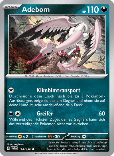 Adebom 138/198 Karmesin & Purpur Pokémon Karte
