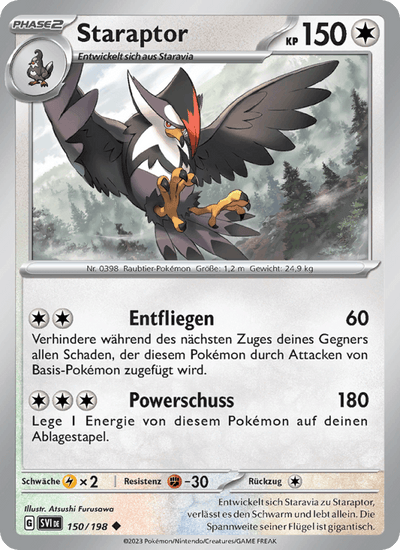 Staraptor 150/198 Karmesin & Purpur Pokémon Karte