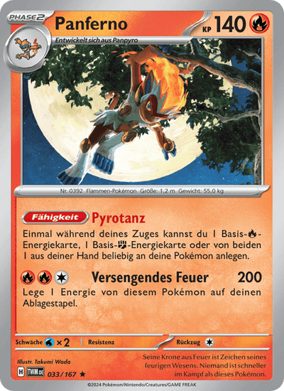 Panferno 033/167 Maskerade im Zwielicht Pokémon Karte