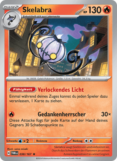 Skelabra 038/167 Maskerade im Zwielicht Pokémon Karte