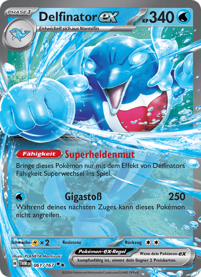 Delfinator-ex 061/167 Maskerade im Zwielicht Pokémon Karte