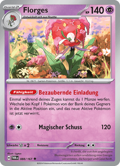 Florges 088/167 Maskerade im Zwielicht Pokémon Karte