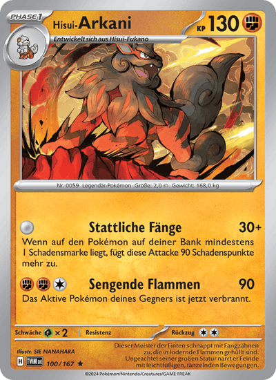 Hisui-Arkani 100/167 Maskerade im Zwielicht Pokémon Karte