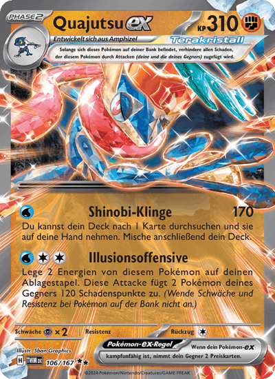 Quajutsu-ex 106/167 Maskerade im Zwielicht Pokémon Karte