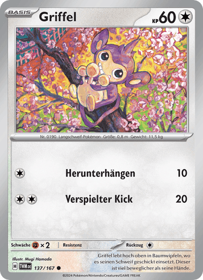Griffel 137/167 Maskerade im Zwielicht Pokémon Karte