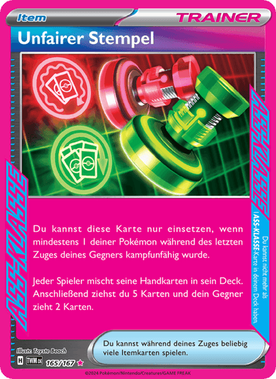 Unfairer Stempel 165/167 Maskerade im Zwielicht Pokémon Karte