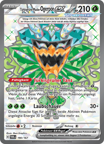 Türkisgrüne-Maske-Ogerpon-ex 190/167 Maskerade im Zwielicht Pokémon Karte