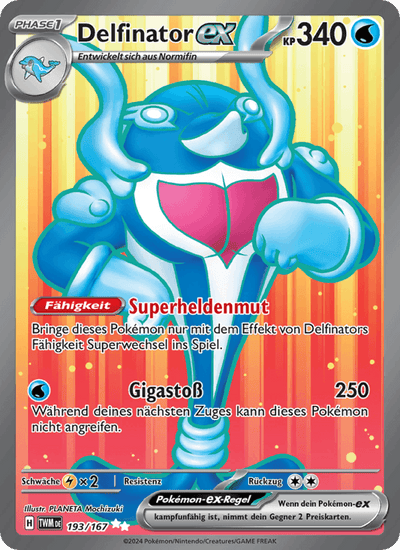 Delfinator-ex 193/167 Maskerade im Zwielicht Pokémon Karte