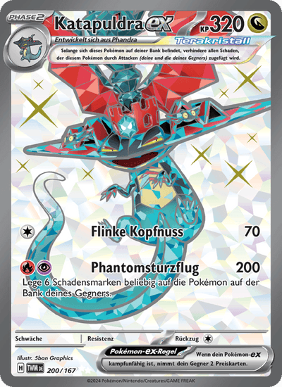 Katapuldra-ex 200/167 Maskerade im Zwielicht Pokémon Karte