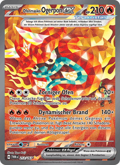 Ofenmaske-Ogerpon-ex 212/167 Maskerade im Zwielicht Pokémon Karte