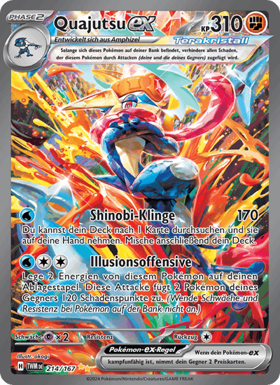 Quajutsu-ex 214/167 Maskerade im Zwielicht Pokémon Karte